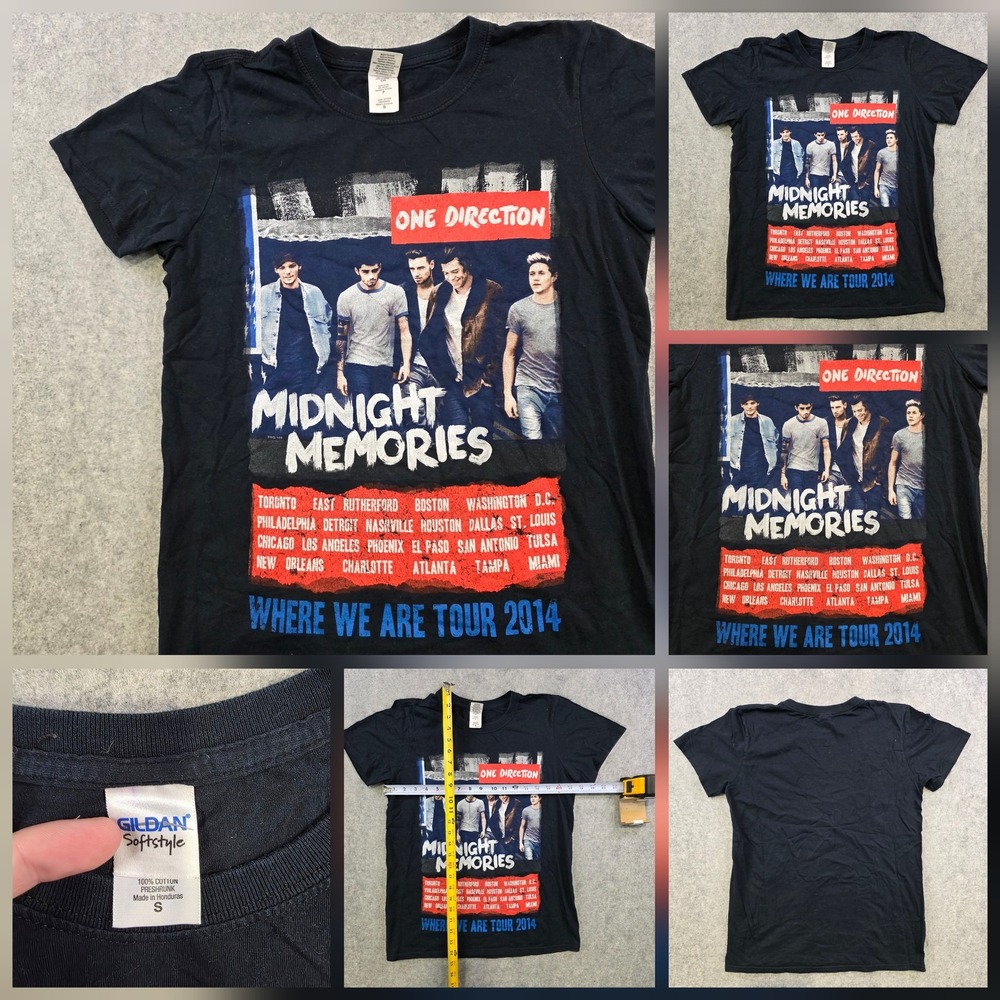 One Direction Midnight Memories Where We Are Tour 2014 T Shirt Mens Small Black